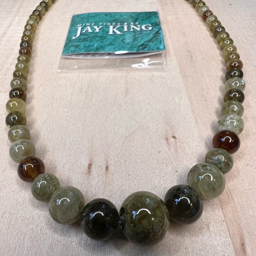 Mine finds by Jay King Green Banded Bead Necklace